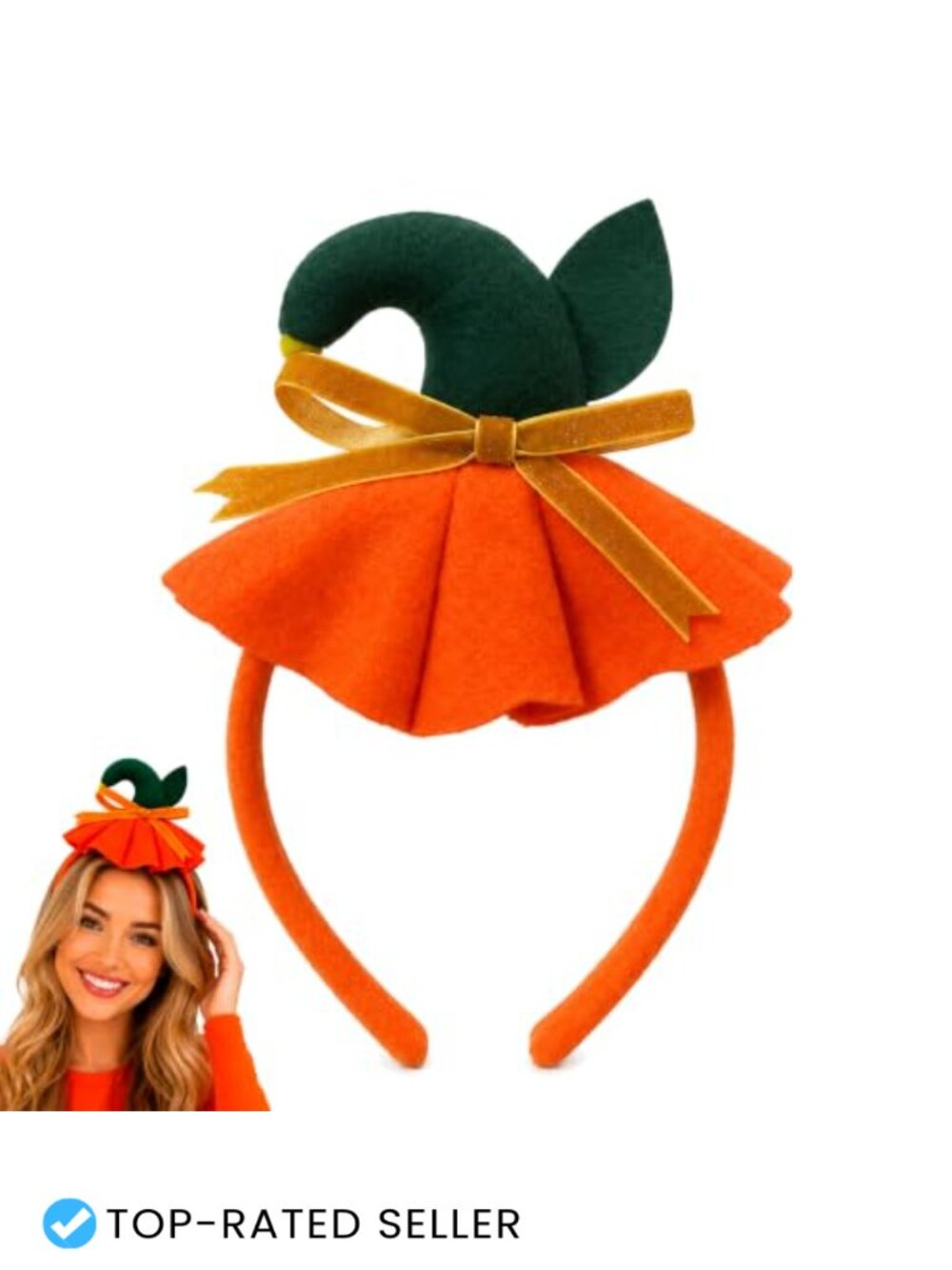 Pumpkin Headband Halloween Costume Hair Accessory One Size Polyester